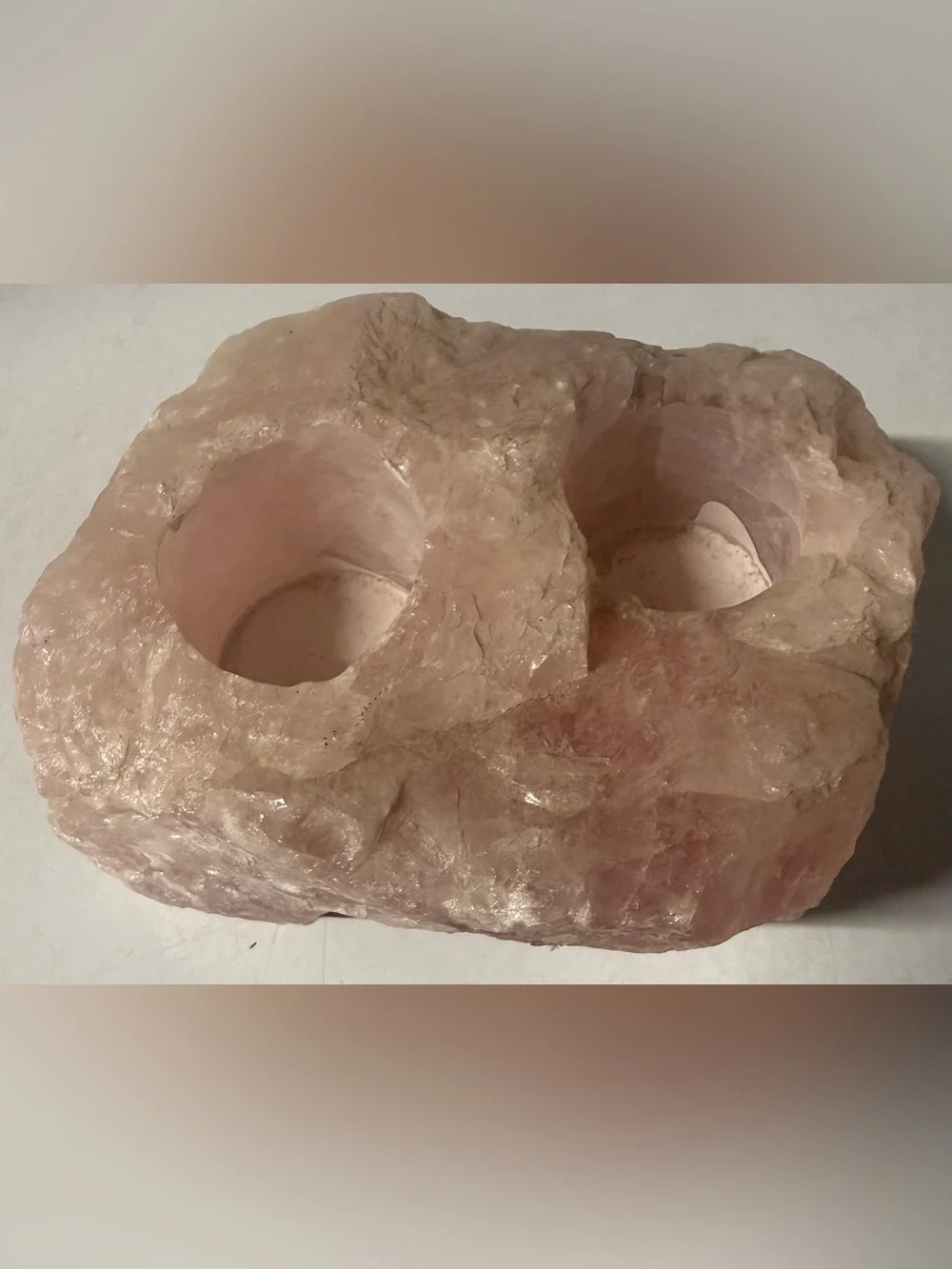 Rose Quartz Double Tea Light Holder